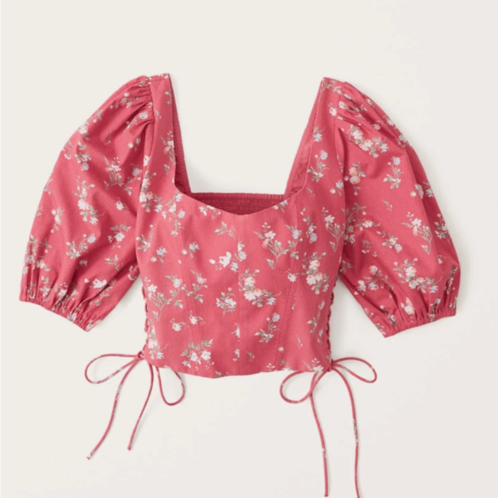 Abercrombie & Fitch Floral Puff Sleeve Top - Pink